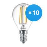 Confezione Multipack 10x Philips Corepro LED Lustre E14 Sferica Filamento Chiara 4.3W 470lm - 827 Bianco Molto Caldo | Sostitutiva 40W Confezione Multipack 10x Philips Corepro LED Lustre E14 Sferica Filamento Chiara 4.3W 470lm - 827 Bianco Molto Caldo | Sostitutiva 40W