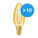 Confezione Multipack 10x Ledvance Vintage 1906 LED E14 Candela Oro 1.5W 120lm - 824 Bianco Molto Caldo | Sostitutiva 15W Confezione Multipack 10x Ledvance Vintage 1906 LED E14 Candela Oro 1.5W 120lm - 824 Bianco Molto Caldo | Sostitutiva 15W