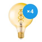 Confezione Multipack 4x Osram Vintage 1906 LED E27 Globe Filamento Oro 125mm 5W 250lm - 820 Bianco Molto Caldo | Sostitutiva 25W Confezione Multipack 4x Osram Vintage 1906 LED E27 Globe Filamento Oro 125mm 5W 250lm - 820 Bianco Molto Caldo | Sostitutiva 25W