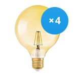 Confezione Multipack 4x Ledvance Vintage 1906 LED E27 Sferica Oro 4W 410lm - 824 Bianco Molto Caldo | Sostitutiva 40W Confezione Multipack 4x Ledvance Vintage 1906 LED E27 Sferica Oro 4W 410lm - 824 Bianco Molto Caldo | Sostitutiva 40W