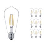 Confezione Multipack 10x Philips Corepro LED Bulbo E27 Edison Filamento Chiara 7W 806lm - 827 Bianco Molto Caldo | Sostitutiva 60W Confezione Multipack 10x Philips Corepro LED Bulbo E27 Edison Filamento Chiara 7W 806lm - 827 Bianco Molto Caldo | Sostitutiva 60W
