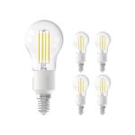 Confezione Multipack 5x Calex Smart Tuya Wifi E14 Sferica 4.5W 450lm - 818-830 Regolabile Bianca | Dimmerabile - Sostitutiva 40W  Confezione Multipack 5x Calex Smart Tuya Wifi E14 Sferica 4.5W 450lm - 818-830 Regolabile Bianca | Dimmerabile - Sostitutiva 40W