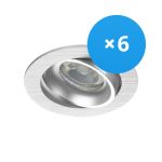 Confezione Multipack 6x Noxion Incasso Spot Vision MR16 Inclinabile Aluminium | Ritaglio 69mm - GU10 Attacco Confezione Multipack 6x Noxion Incasso Spot Vision MR16 Inclinabile Aluminium | Ritaglio 69mm - GU10 Attacco