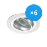 Confezione Multipack 6x Noxion Incasso Spot Logic MR16 Inclinabile Aluminium | Ritaglio 80mm - GU10 Attacco Confezione Multipack 6x Noxion Incasso Spot Logic MR16 Inclinabile Aluminium | Ritaglio 80mm - GU10 Attacco