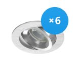 Confezione Multipack 6x Noxion Incasso Spot Drome MR16 Inclinabile Aluminium | Ritaglio 69mm - GU10 Attacco Confezione Multipack 6x Noxion Incasso Spot Drome MR16 Inclinabile Aluminium | Ritaglio 69mm - GU10 Attacco