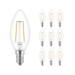 Confezione Multipack 10x Philips Corepro LED Candela E14 Filamento Chiara 2W 250lm - 827 Bianco Molto Caldo | Sostitutiva 25W Confezione Multipack 10x Philips Corepro LED Candela E14 Filamento Chiara 2W 250lm - 827 Bianco Molto Caldo | Sostitutiva 25W