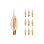 Confezione Multipack 10x Noxion Lucent LED E14 Piegato-tip Candela Filamento Ambra 4.1W 350lm - 822 Bianco Molto Caldo | Dimmerabile - Sostitutiva 40W Confezione Multipack 10x Noxion Lucent LED E14 Piegato-tip Candela Filamento Ambra 4.1W 350lm - 822 Bianco Molto Caldo | Dimmerabile - Sostitutiva 40W