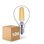 Confezione Multipack 10x Philips Corepro LED Lustre E14 Sferica Filamento Chiara 6.5W 806lm - 827 Bianco Molto Caldo | Sostitutiva 60W Confezione Multipack 10x Philips Corepro LED Lustre E14 Sferica Filamento Chiara 6.5W 806lm - 827 Bianco Molto Caldo | Sostitutiva 60W