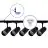 Set completo 1-Fase Rail L 1,5 x 1,5 Metro Nero | incl. 5x Faretti + GU10 2700K 3W Dimmerabile + Tappo Di Chiusura, Connettore di Alimentazione e L -Connettore