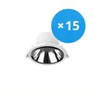Confezione Multipack 15x Noxion Downlight LED Apollo 9W 1100lm 60D - 840 Bianco Freddo | 145mm - Alu Riflettore - UGR