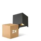 Pacco doppio D'Lite LED Luce Da Parete Elingen Aluminium Nero 4.9W 480lm - 830 Luce Calda -
